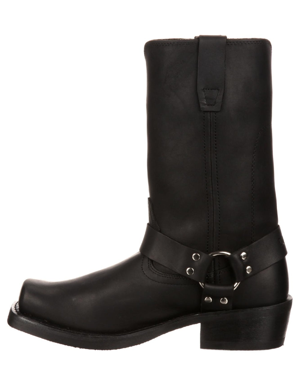 Black coloured Durango Womens Harness Boots on white background 