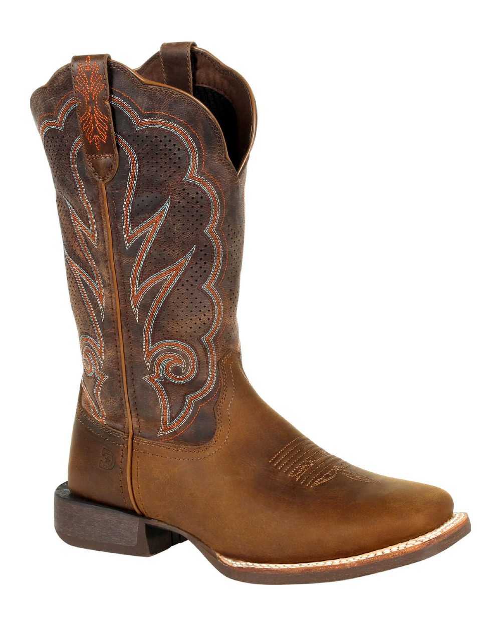 Distressed Cognac coloured Durango Womens Rebel Pro Western Boots on white background 