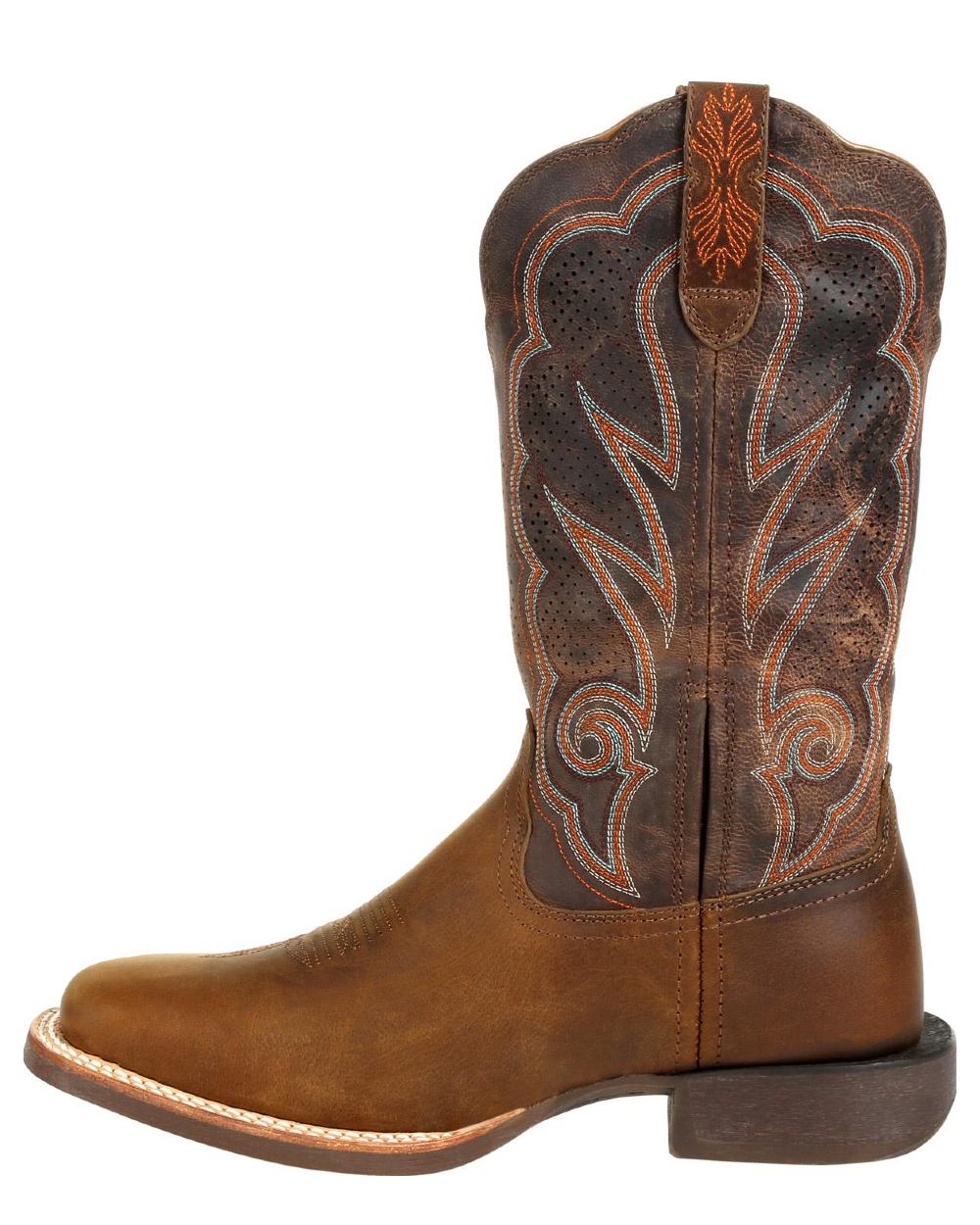 Distressed Cognac coloured Durango Womens Rebel Pro Western Boots on white background 