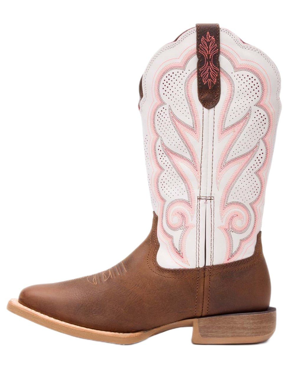 Trail Brown White coloured Durango Womens Rebel Pro Western Boots on white background 