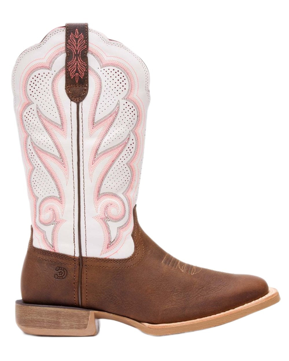 Trail Brown White coloured Durango Womens Rebel Pro Western Boots on white background 