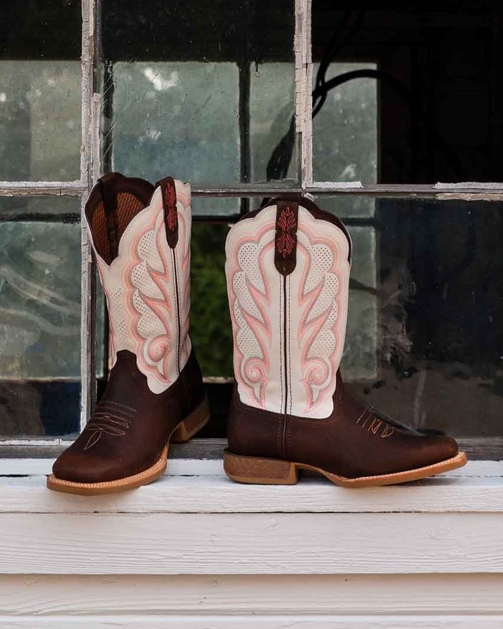 Trail Brown White coloured Durango Womens Rebel Pro Western Boots on outdoor background 