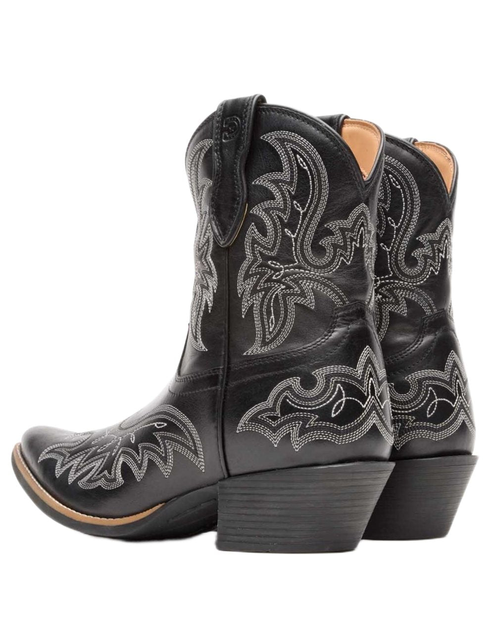 Polished Black Onyx coloured Durango Womens Shyloh Pony Boots on white background 