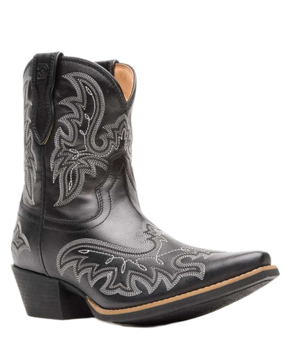 Polished Black Onyx coloured Durango Womens Shyloh Pony Boots on white background 