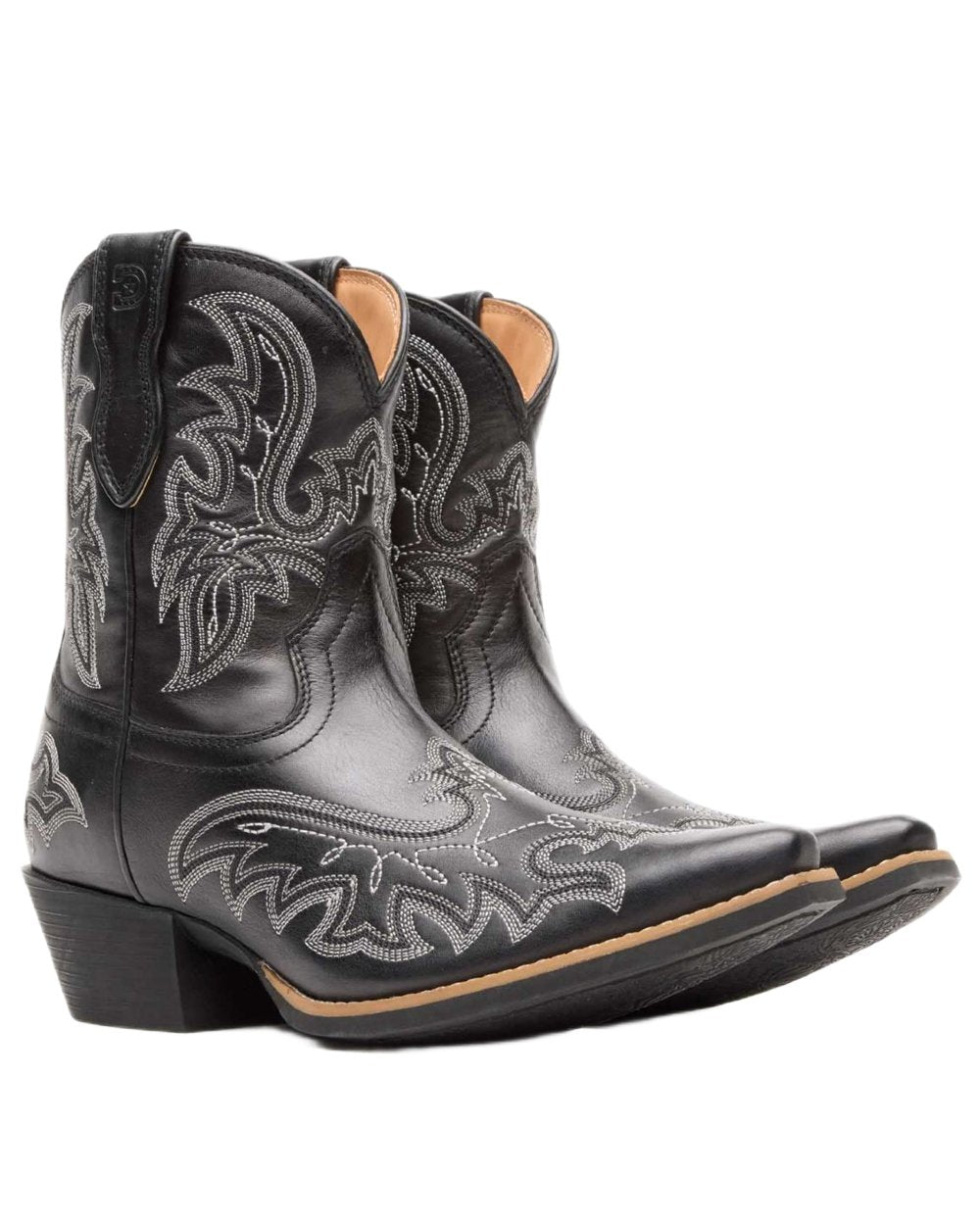 Polished Black Onyx coloured Durango Womens Shyloh Pony Boots on white background 