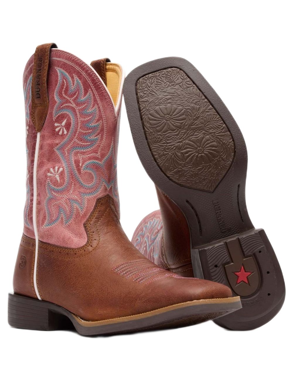 Rusty Brown Dusty Rose coloured Durango Womens Shyloh Western Boots on white background 