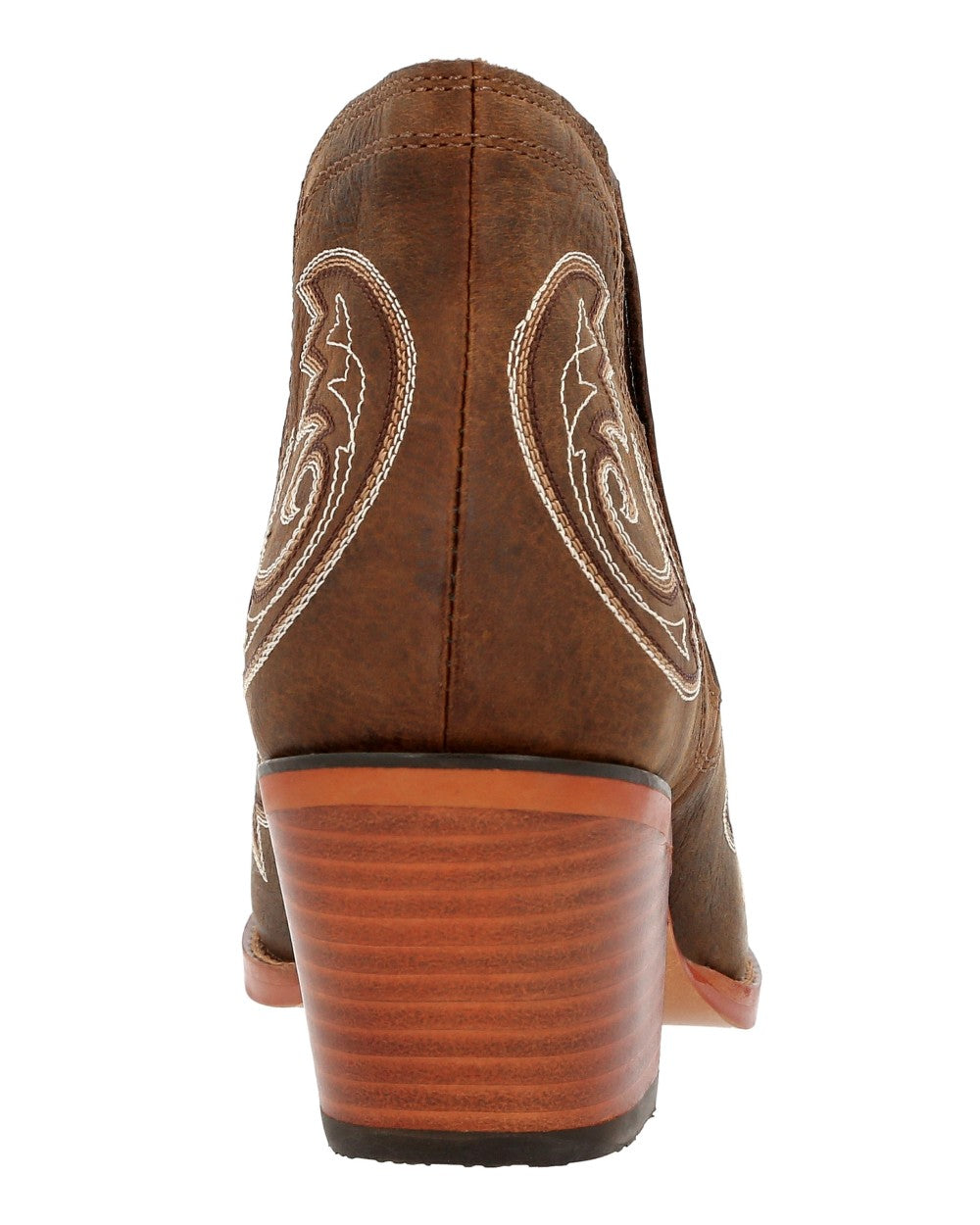 Coffee coloured Durango Womens Crush Western Fashion Booties on white background 