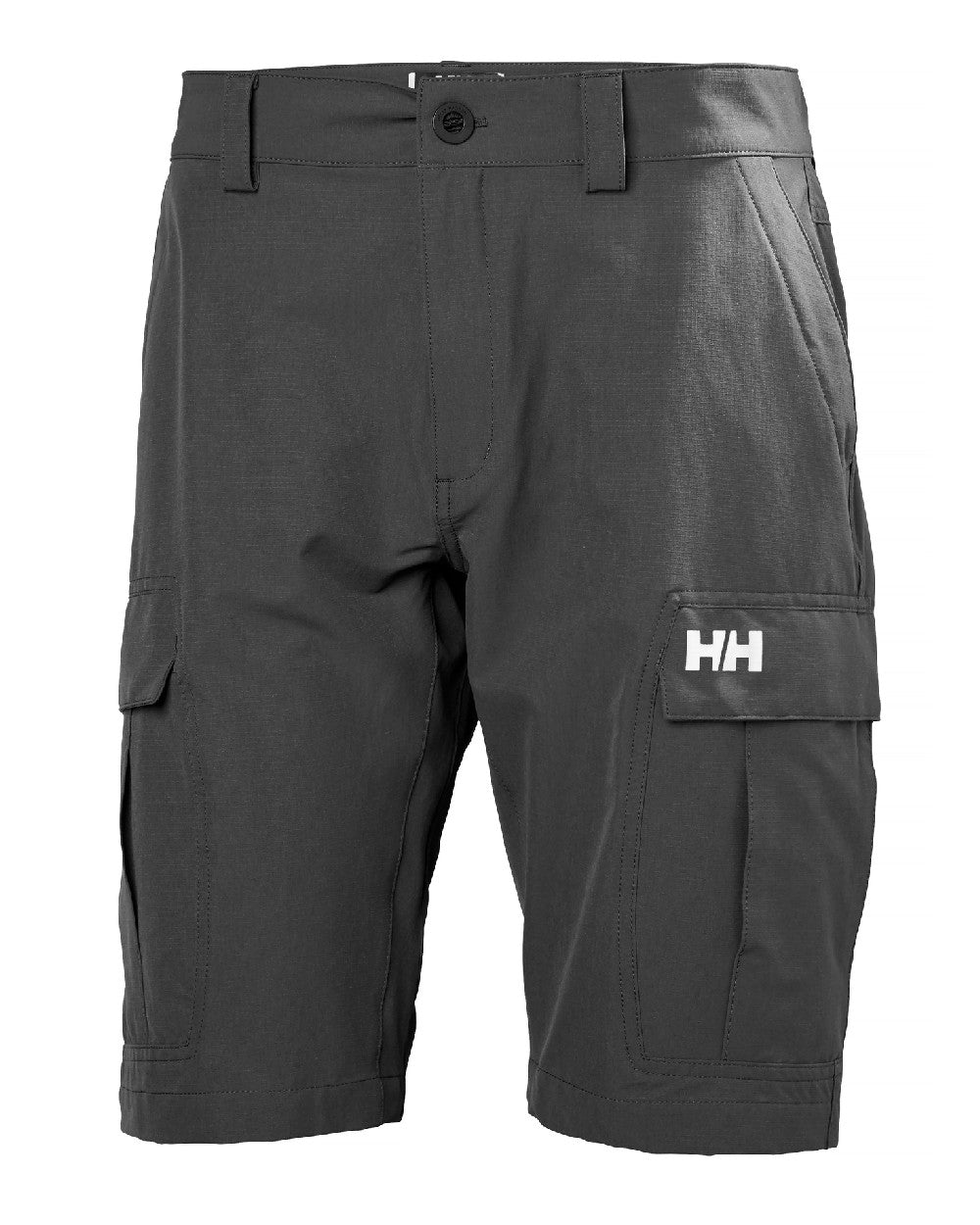 Ebony coloured Helly Hansen mens quick dry cargo shorts on white background 