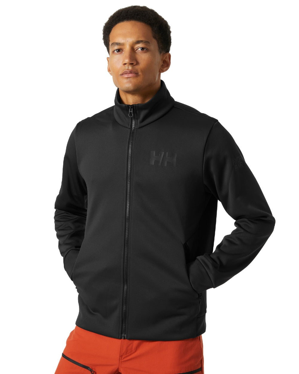 Ebony coloured Helly Hansen Mens HP Fleece Jacket 2.0 on white background 