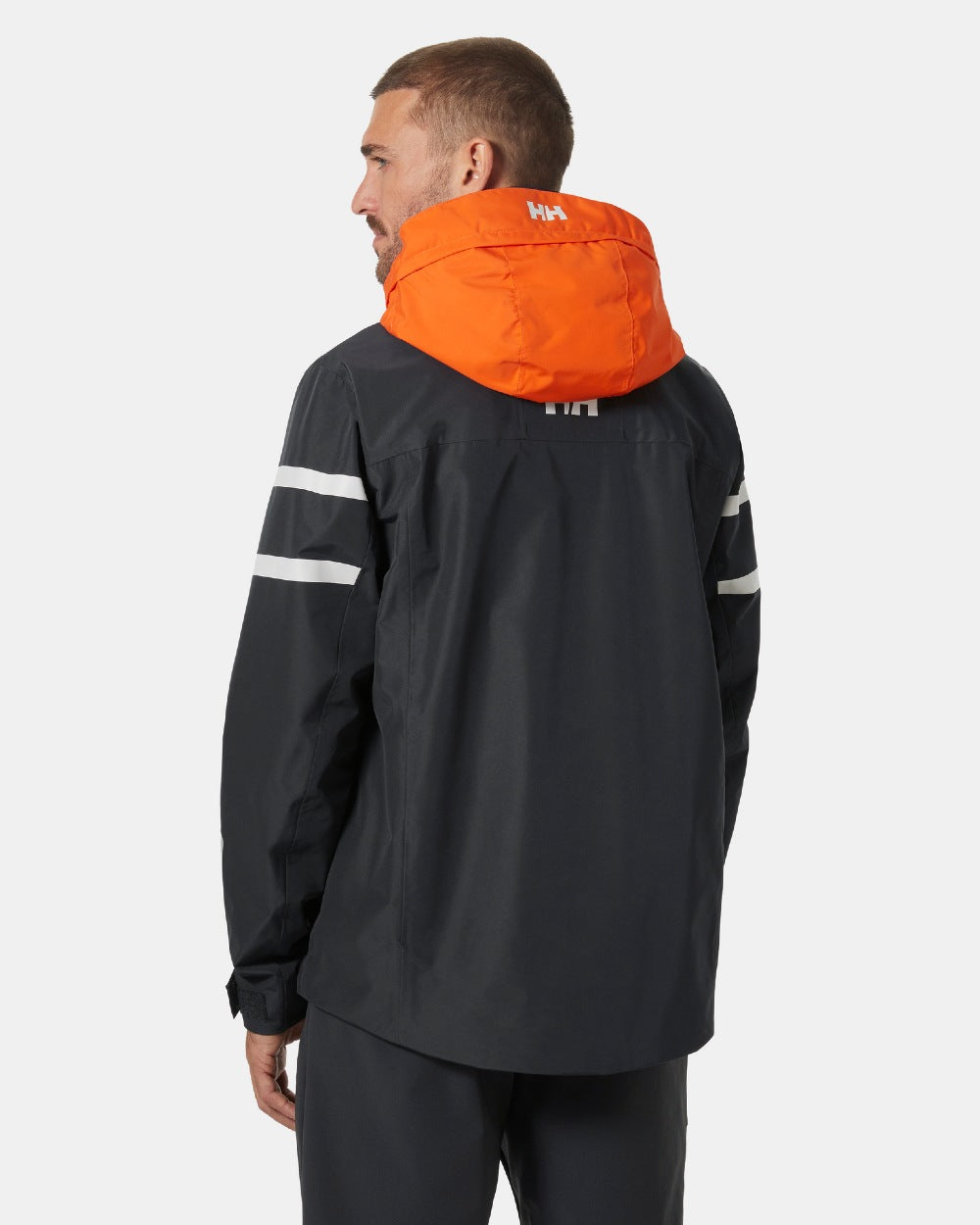 Ebony coloured Helly Hansen Mens Salt Inshore Jacket on grey background 