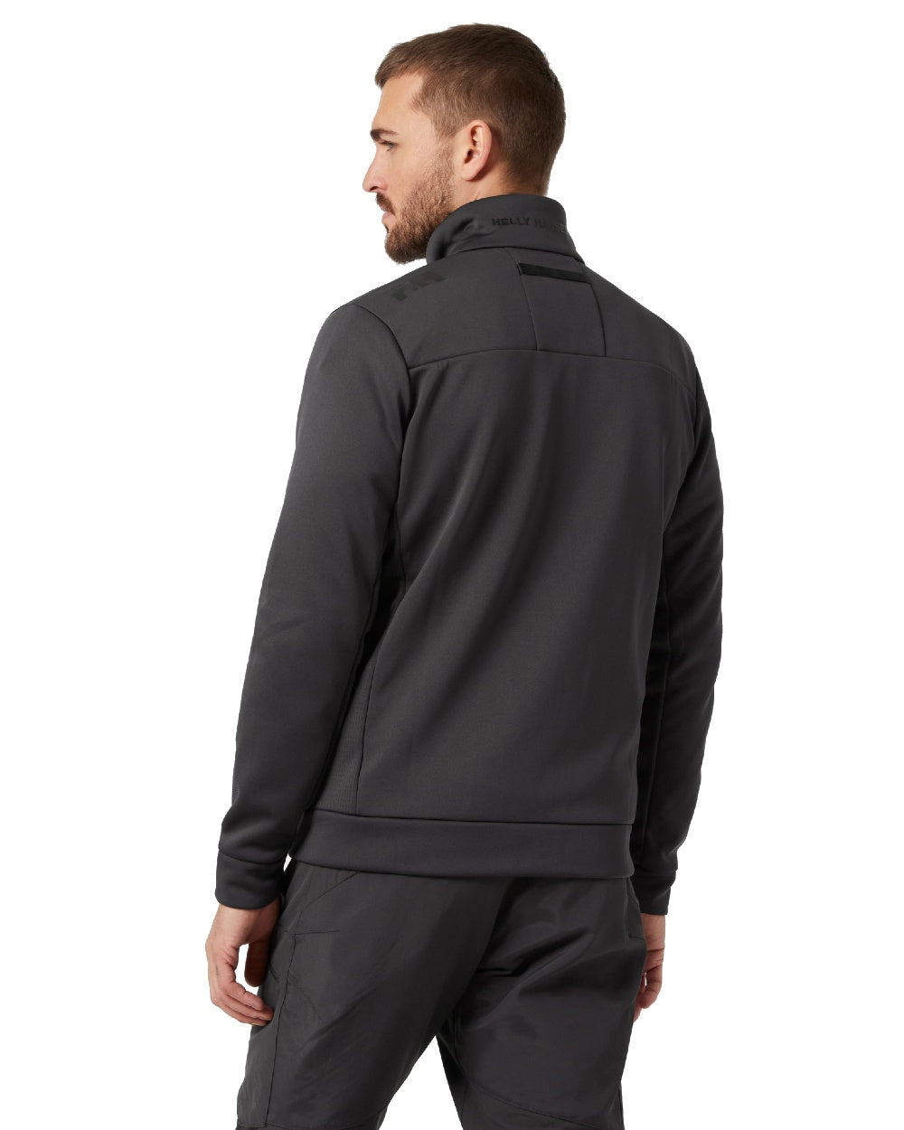 Ebony coloured Helly Hansen Mens Crew Fleece Jacket on white background 