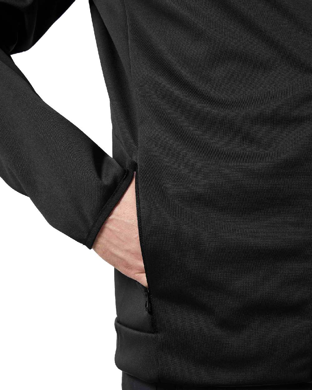 Ebony coloured Helly Hansen Mens HP Windproof Fleece 2.0 on white background 