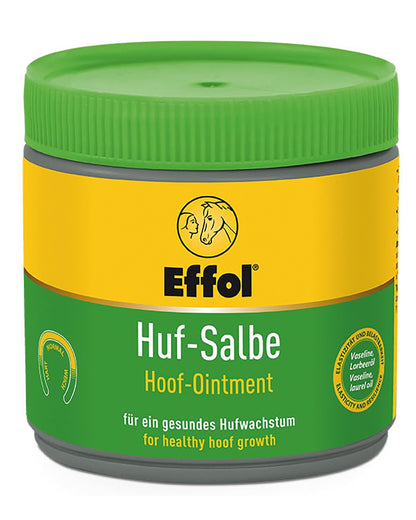 Green coloured Effol Hoof Ointment 500ml on white background 