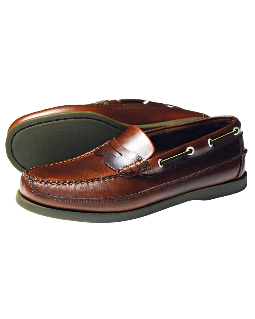 Elk Coloured Orca Bay Fripp Mens Leather Loafers On A White Background 