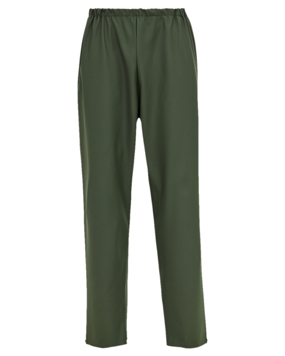 Olive Coloured Elka Light Waist Trousers on white background 