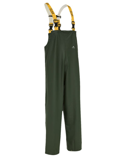 Olive Coloured Elka Mens Dry Zone PU Bib &amp; Brace on white background 
