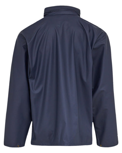Navy Coloured Elka Mens Dry Zone PU Rain Jacket on white background 