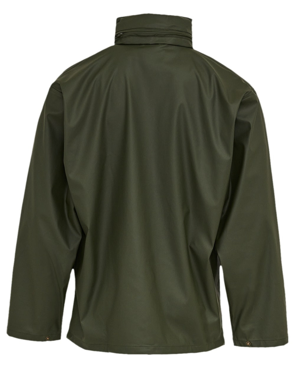 Olive Coloured Elka Mens Dry Zone PU Rain Jacket on white background 