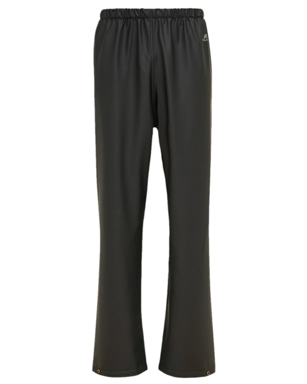 Black Coloured Elka Mens Dry Zone PU Rain Trousers on white background 
