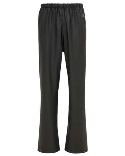 Black Coloured Elka Mens Dry Zone PU Rain Trousers on white background 