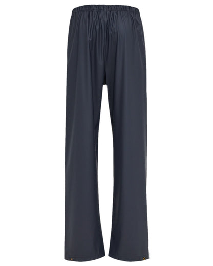 Navy Coloured Elka Mens Dry Zone PU Rain Trousers on white background 