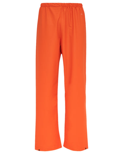 Orange Coloured Elka Mens Dry Zone PU Rain Trousers on white background 