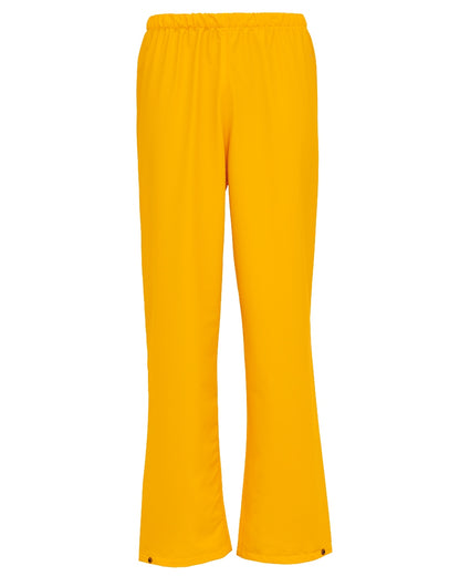 Yellow Coloured Elka Mens Dry Zone PU Rain Trousers on white background 