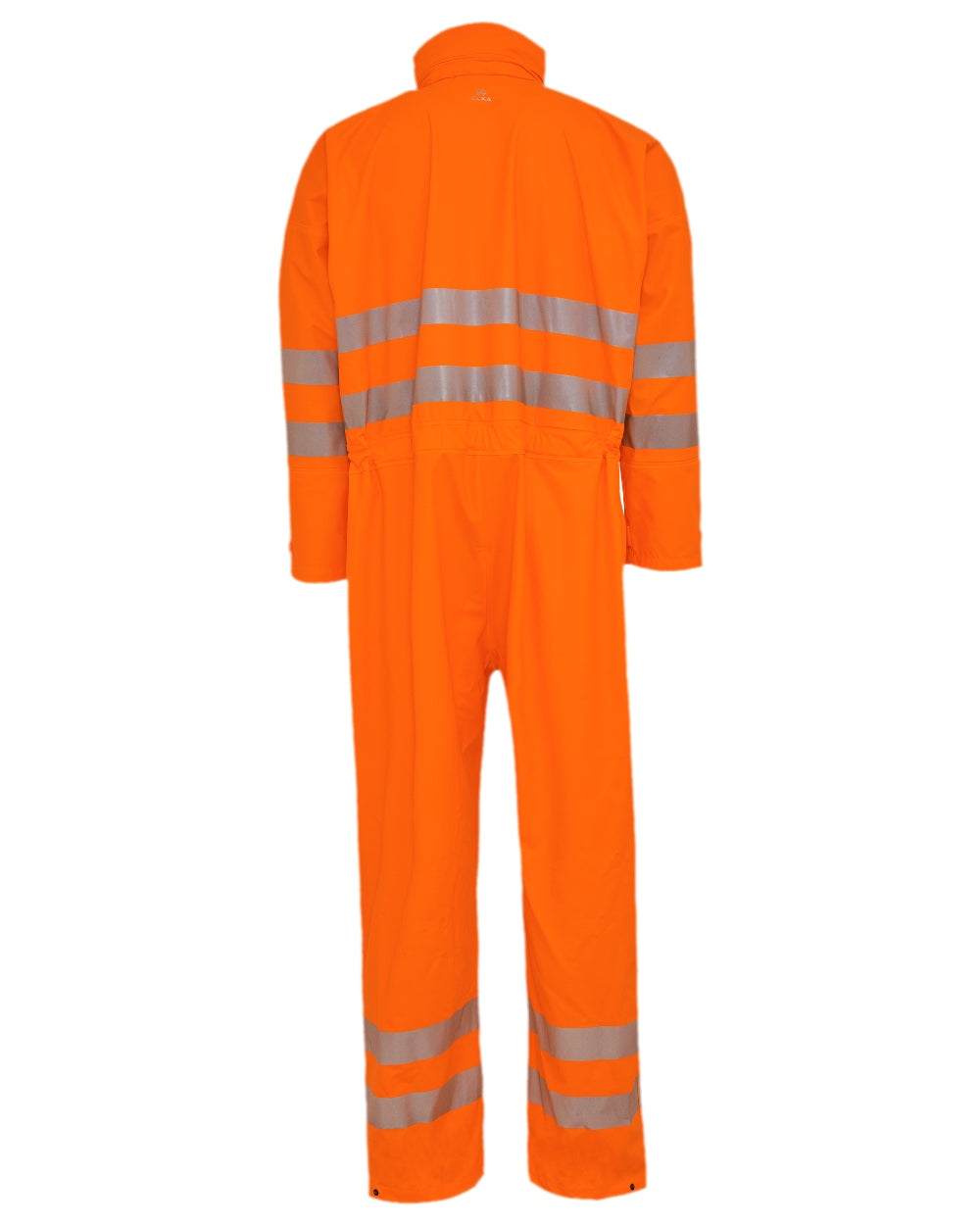Fluorescent Orange Coloured Elka Mens Dry Zone Visible Jumpsuit on white background 
