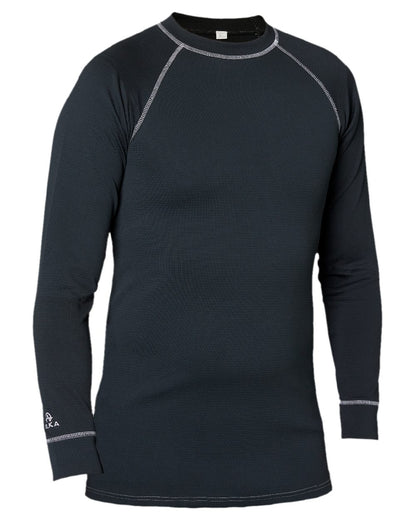Black Coloured Elka Mens Crew Neck Thermal Base Layer on white background 