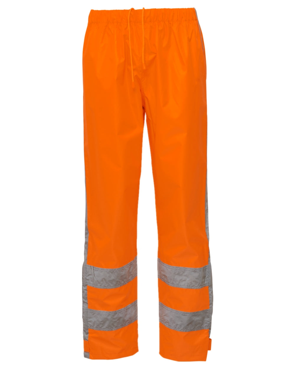 Fluorescent Orange Coloured Elka Mens Visible Xtreme Rain Trousers With Reflective Tape on white background 
