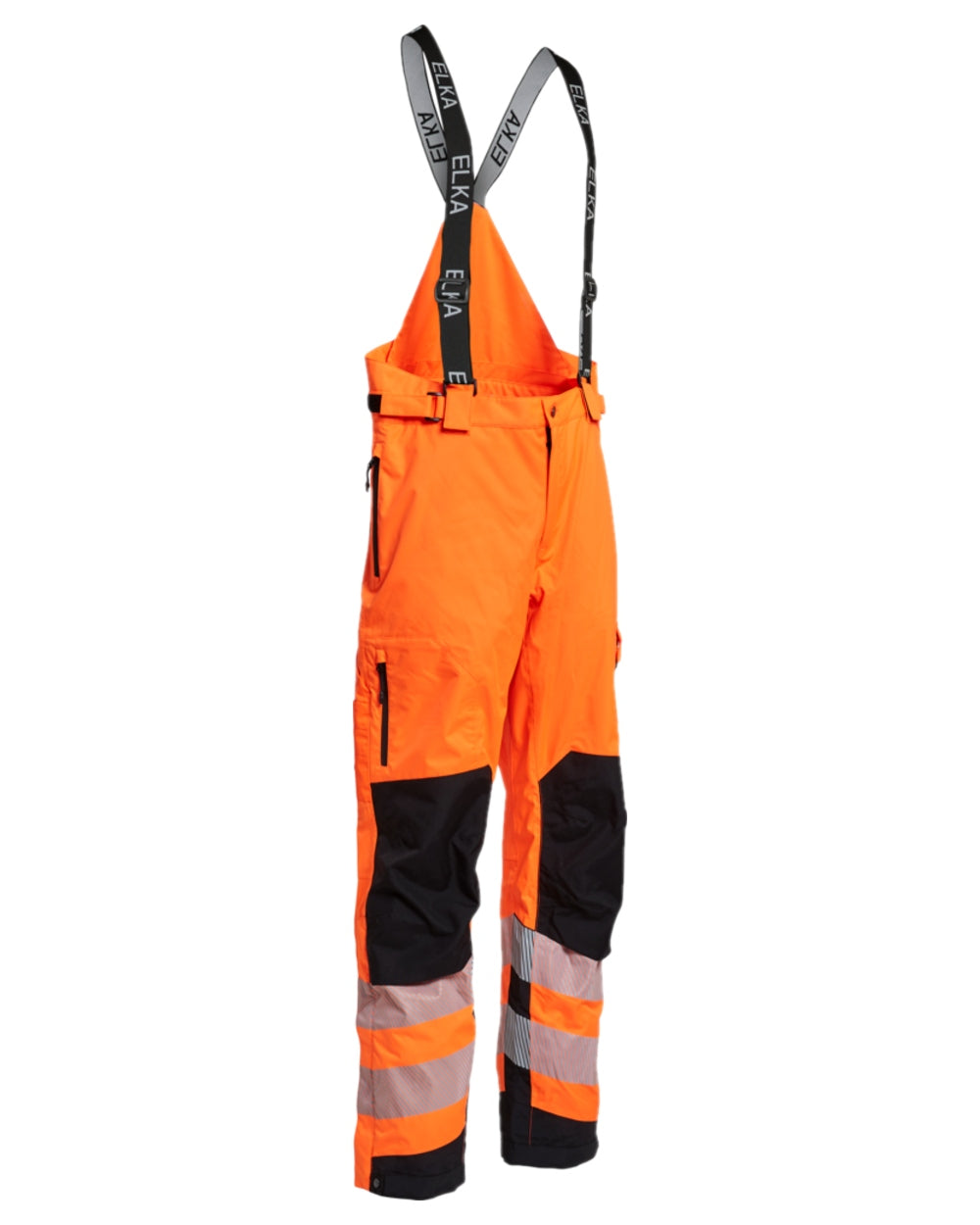 Fluorescent Orange Black Coloured Elka Mens Visible Xtreme Stretch Combi Trousers on white background 