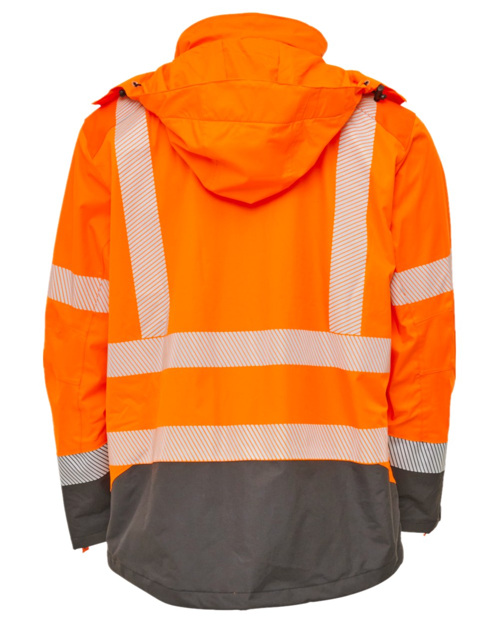 Fluorescent Orange Black Coloured Elka Mens Visible Xtreme Stretch Jacket on white background 
