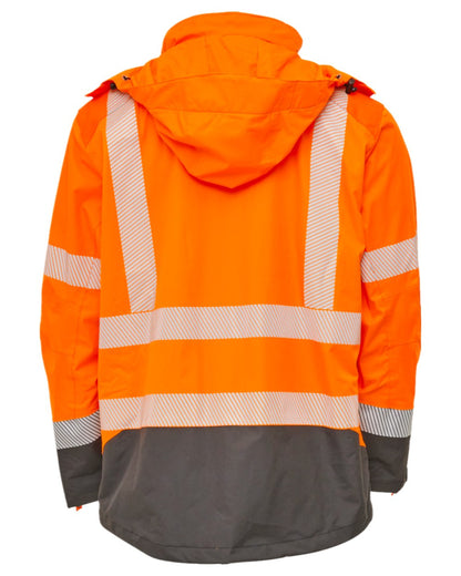 Fluorescent Orange Black Coloured Elka Mens Visible Xtreme Stretch Jacket on white background 