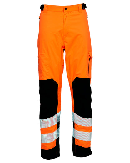 Fluorescent Orange Black Coloured Elka Mens Visible Xtreme Stretch Waist Trousers on white background 