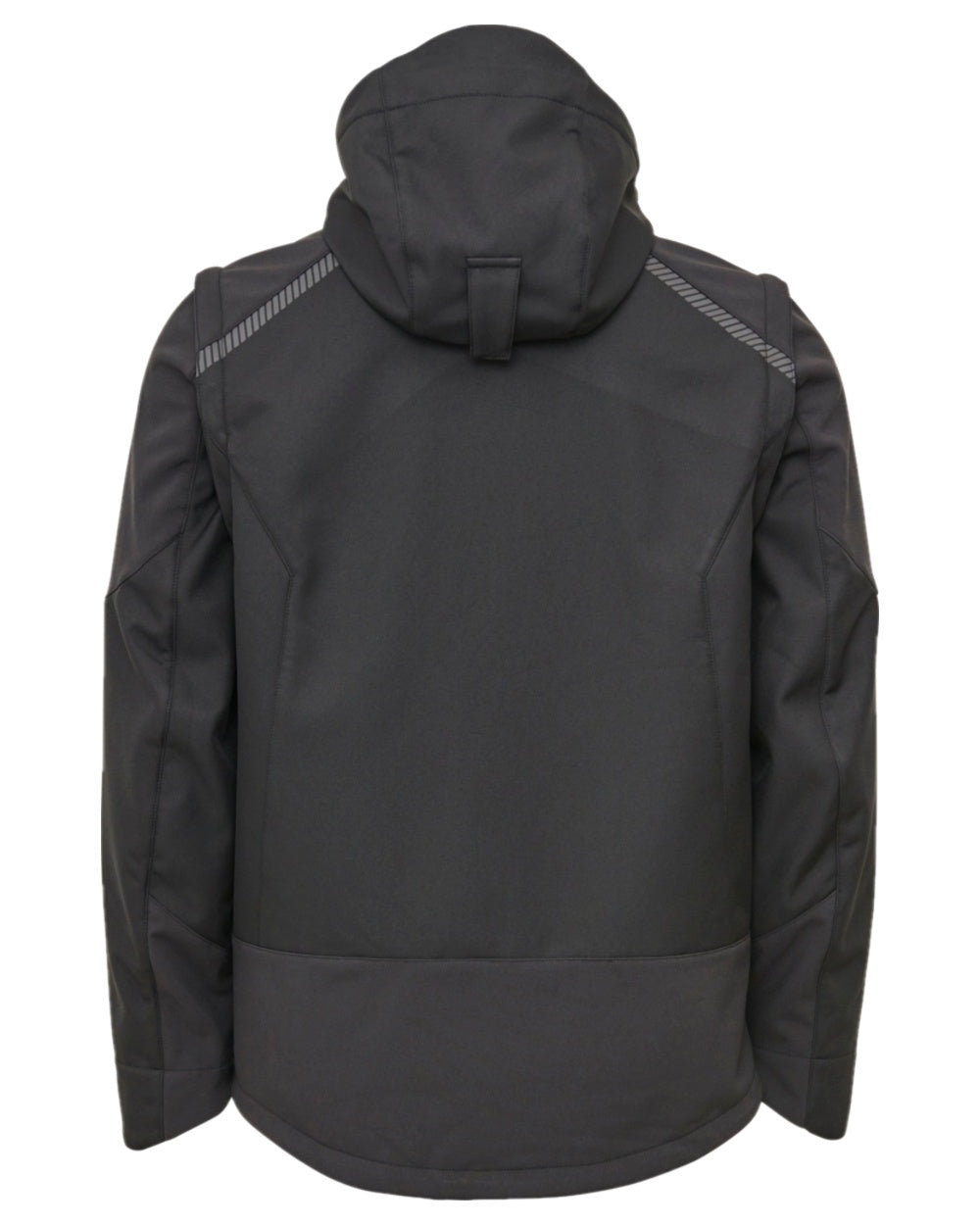 Black Coloured Elka Mens Working Xtreme Softshell Jacket With Detachable Sleeves on white background 