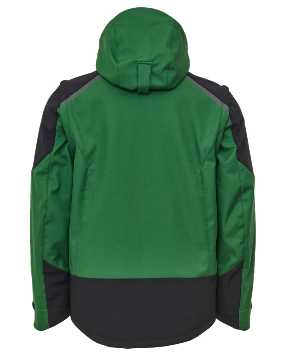 Green Black Coloured Elka Mens Working Xtreme Softshell Jacket With Detachable Sleeves on white background 