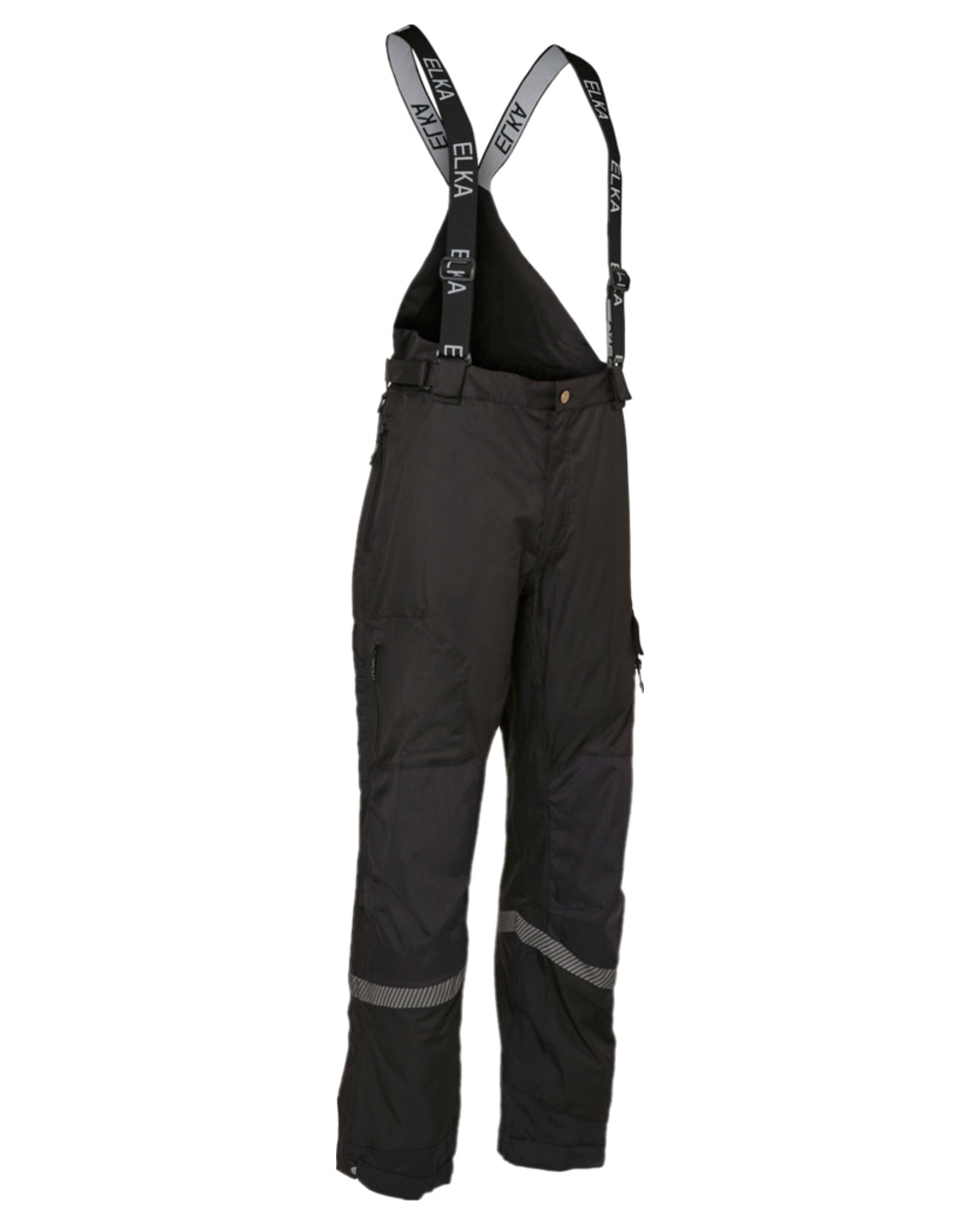 Black Coloured Elka Mens Working Xtreme Stretch Combi Trousers on white background 