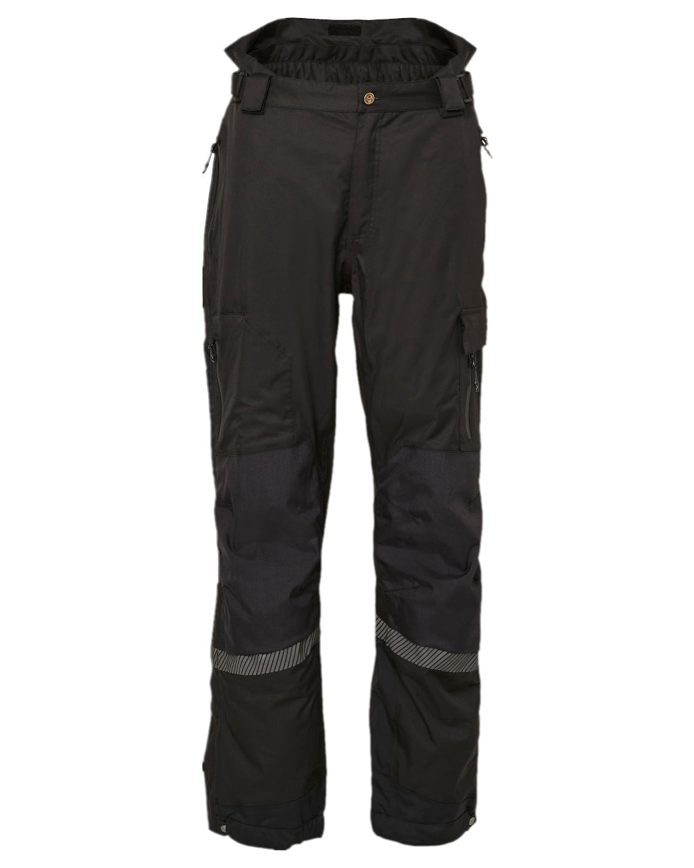 Black Coloured Elka Mens Working Xtreme Stretch Combi Trousers on white background 