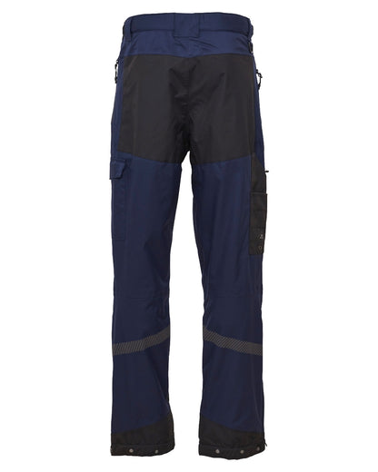 Navy Black Coloured Elka Mens Working Xtreme Stretch Waist Trousers on white background 