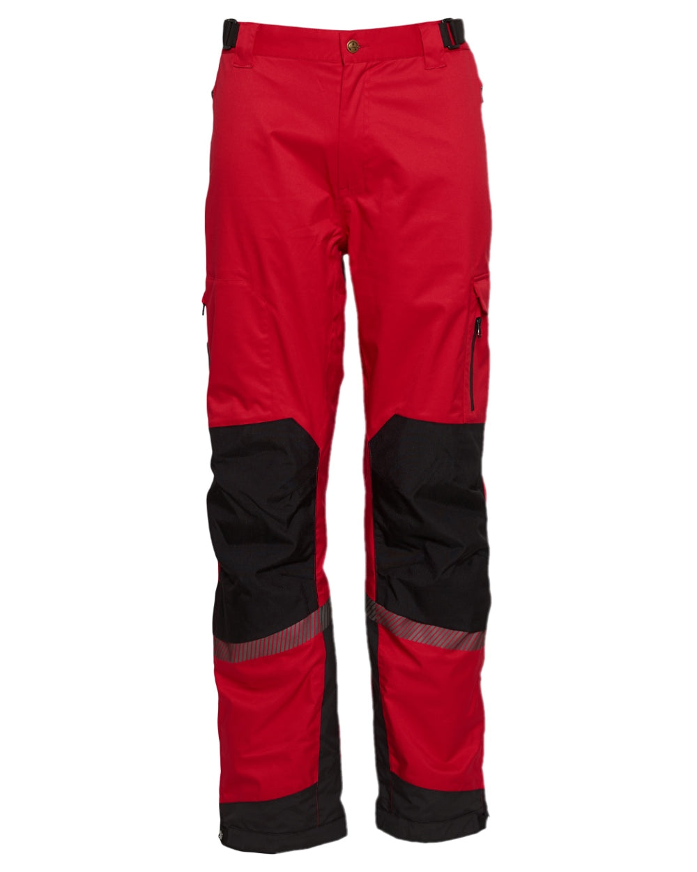 Red Black Coloured Elka Mens Working Xtreme Stretch Waist Trousers on white background 