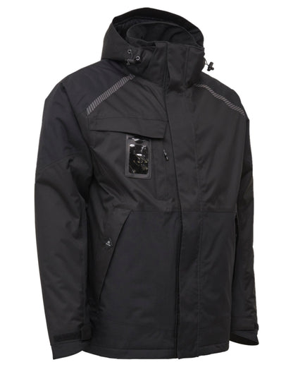 Black Coloured Elka Mens Working Xtreme Stretch Winter Jacket on white background 