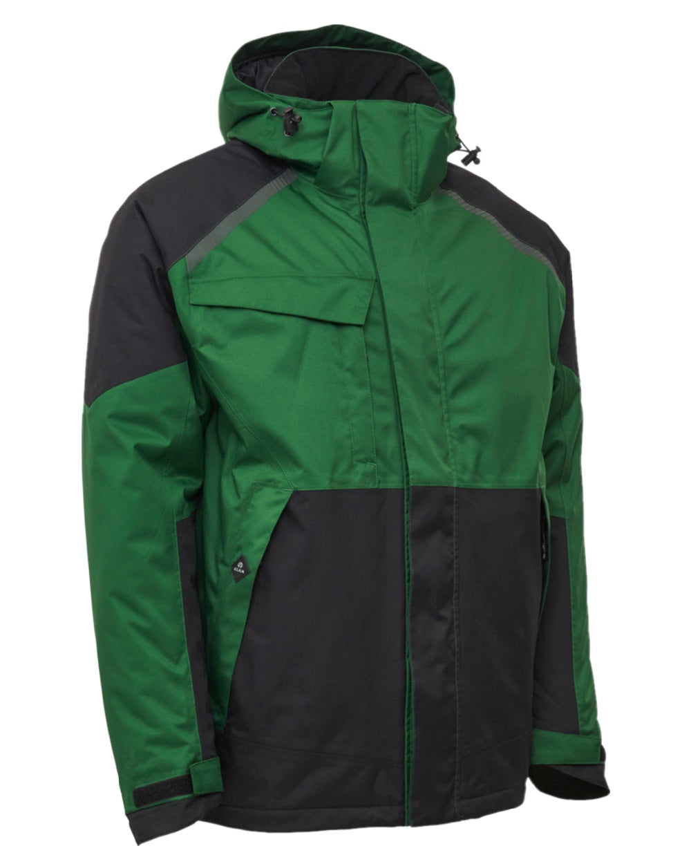 Green Black Coloured Elka Mens Working Xtreme Stretch Winter Jacket on white background 
