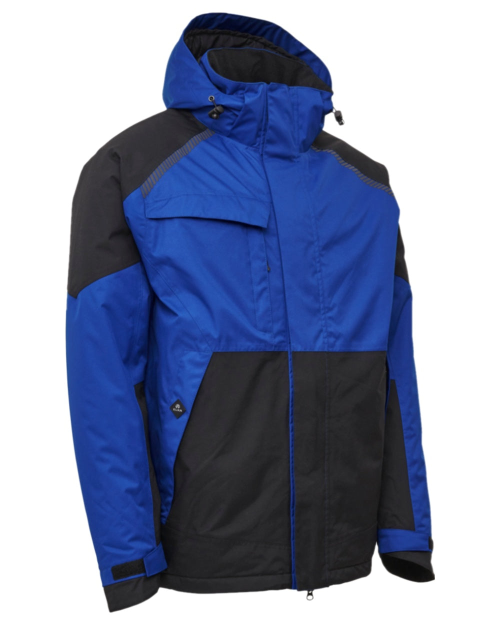 Royal Blue Black Coloured Elka Mens Working Xtreme Stretch Winter Jacket on white background 