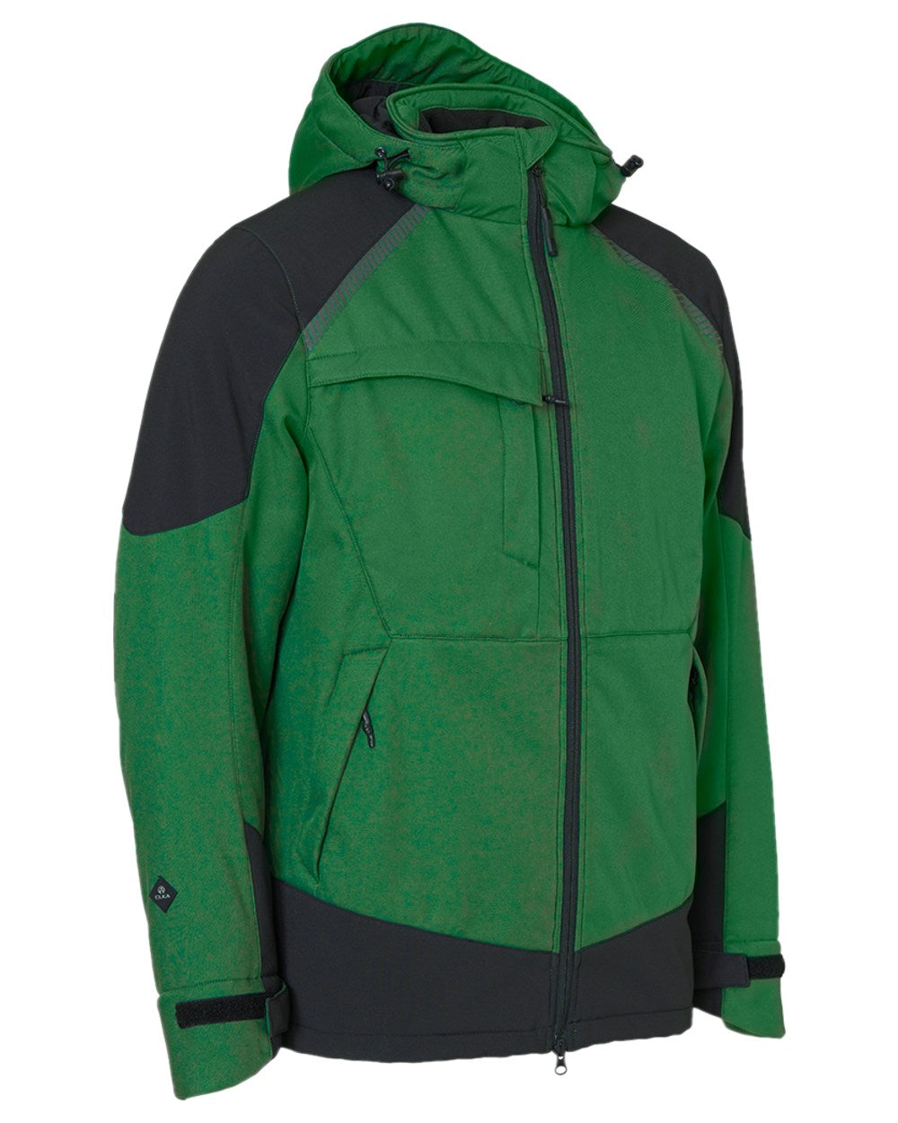 Green Black Coloured Elka Mens Working Xtreme Winter Softshell Jacket on white background 
