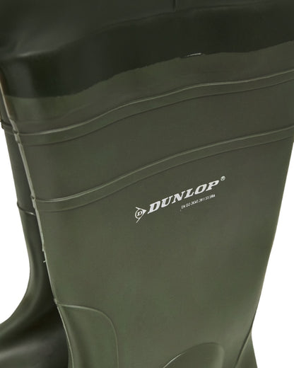 Olive Coloured Elka Safety Waders Long Wellingtons on white background 