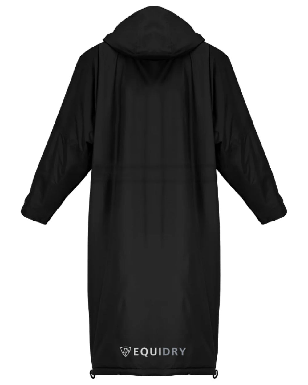 Black coloured Equidry Children Pro Ride Evolution Thin Fleece With Stowaway Hood on white background 