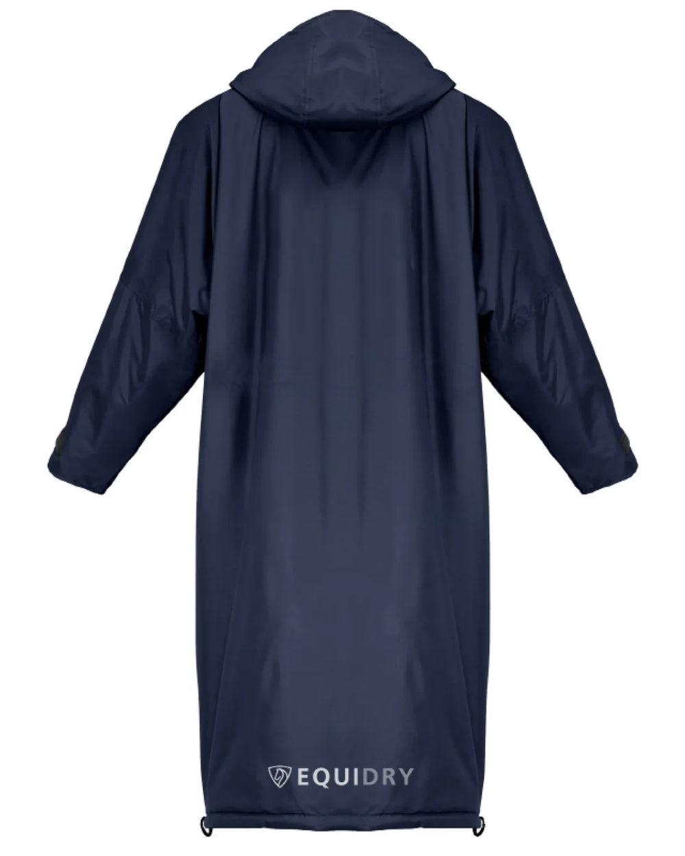 Navy coloured Equidry Children Pro Ride Evolution Thin Fleece With Stowaway Hood on white background 
