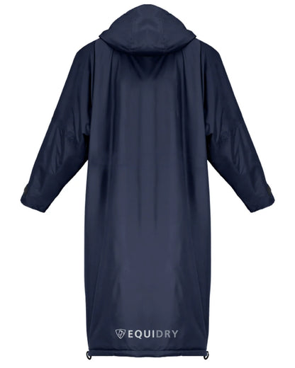 Navy coloured Equidry Children Pro Ride Evolution Thin Fleece With Stowaway Hood on white background 