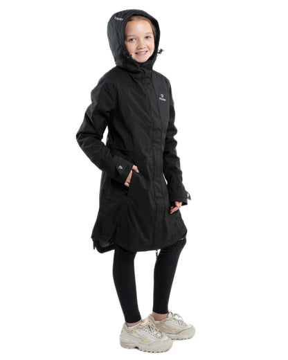 Black coloured Equidry Childrens Bronte Riding Coat on white background 