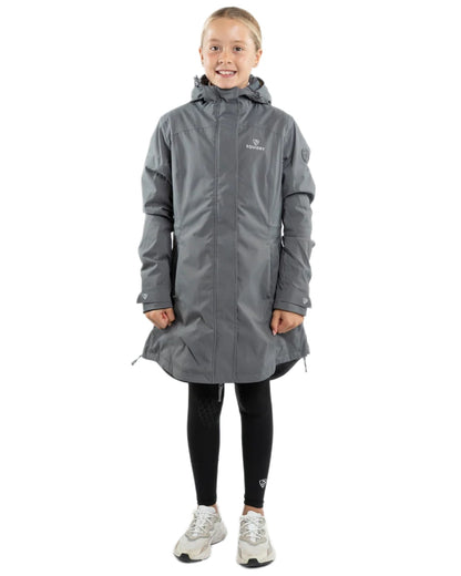 Charcoal coloured Equidry Childrens Bronte Riding Coat on white background 